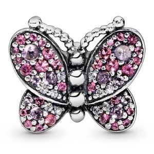 Pandora Pink and Silver Butterfly Bracelet Charm